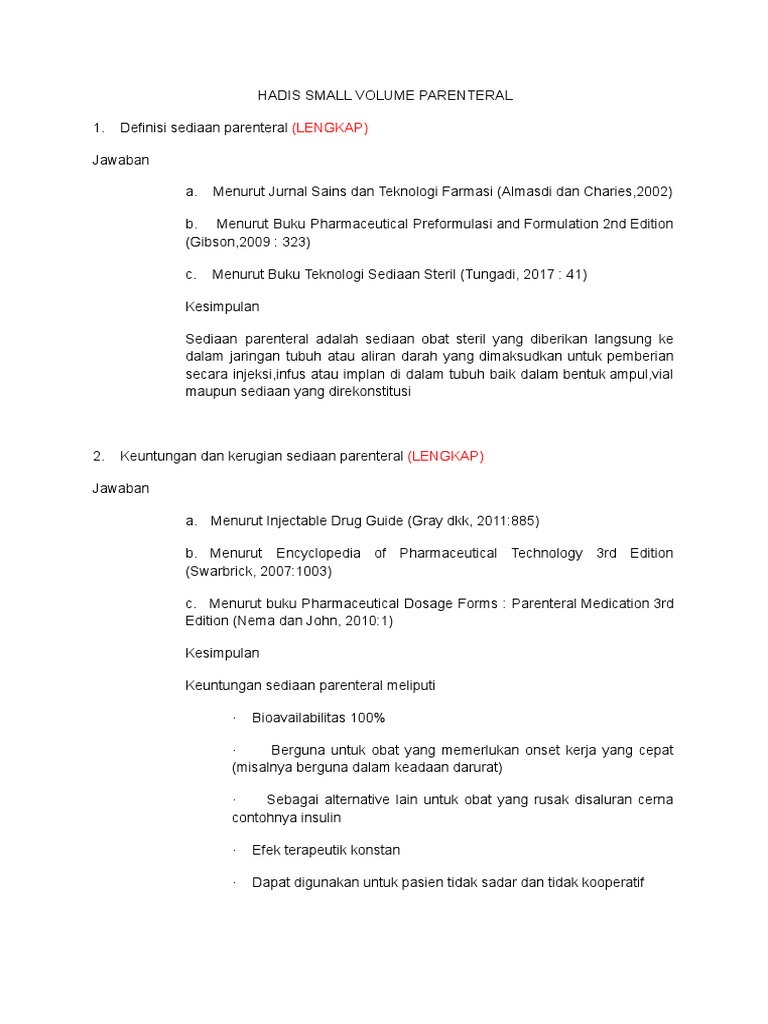 Hadis Small Volume Parenteral | PDF