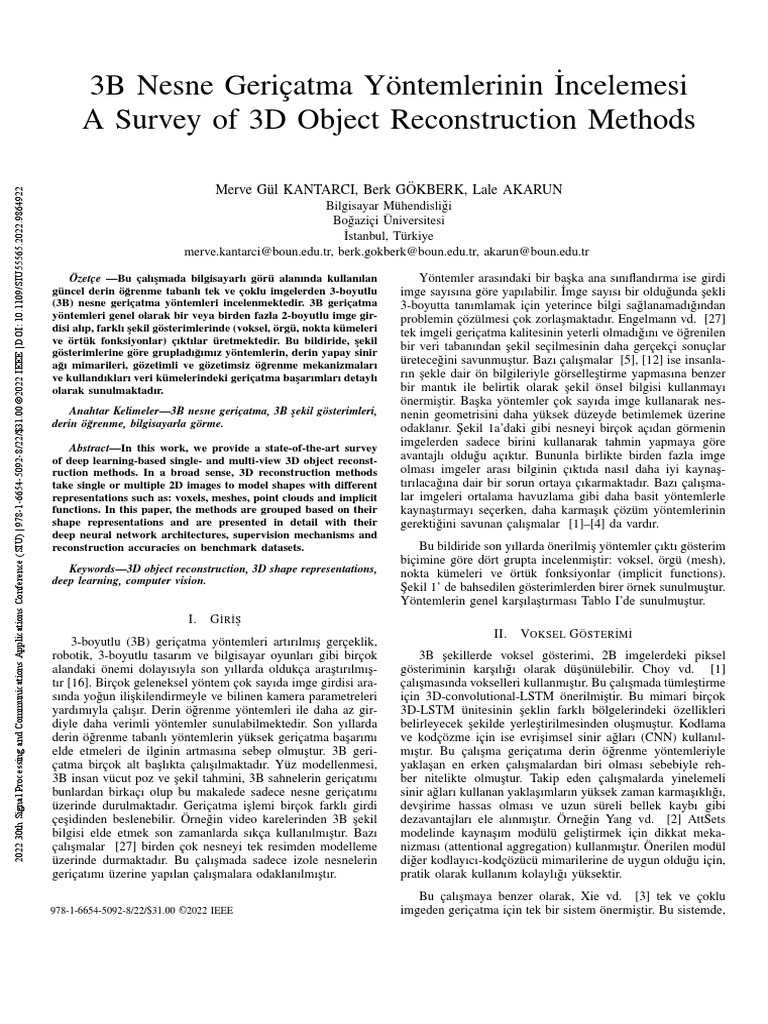 A Survey of 3D Object Reconstruction Methods PDF | PDF