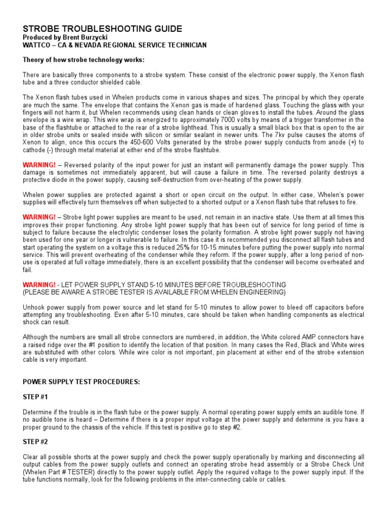 Strobe Troubleshooting Guide | PDF | Power Supply | Vacuum Tube
