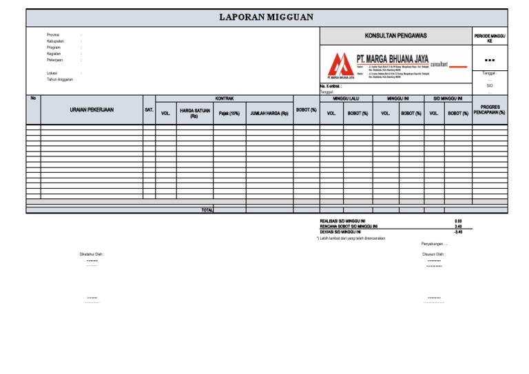 Format Laporan Mingguan Pdf