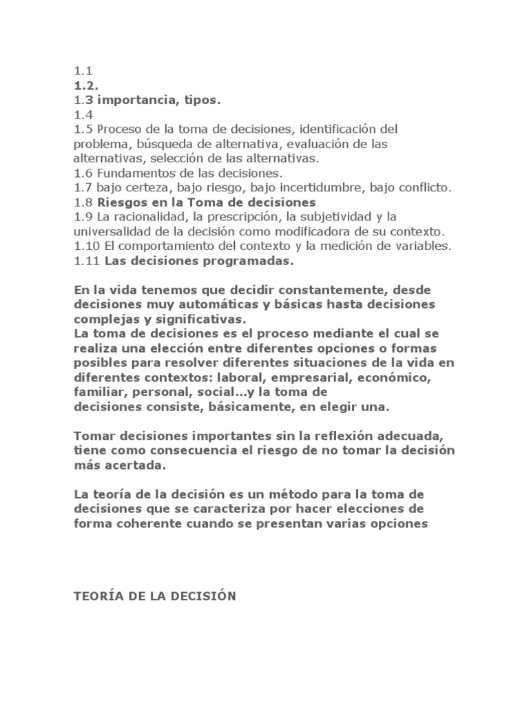 Tipos y fundamentos de decisiones empresariales | PDF | Toma de ...