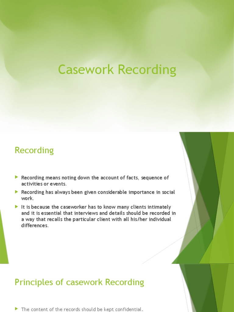 Casework Recording PDF Child Care Social Work