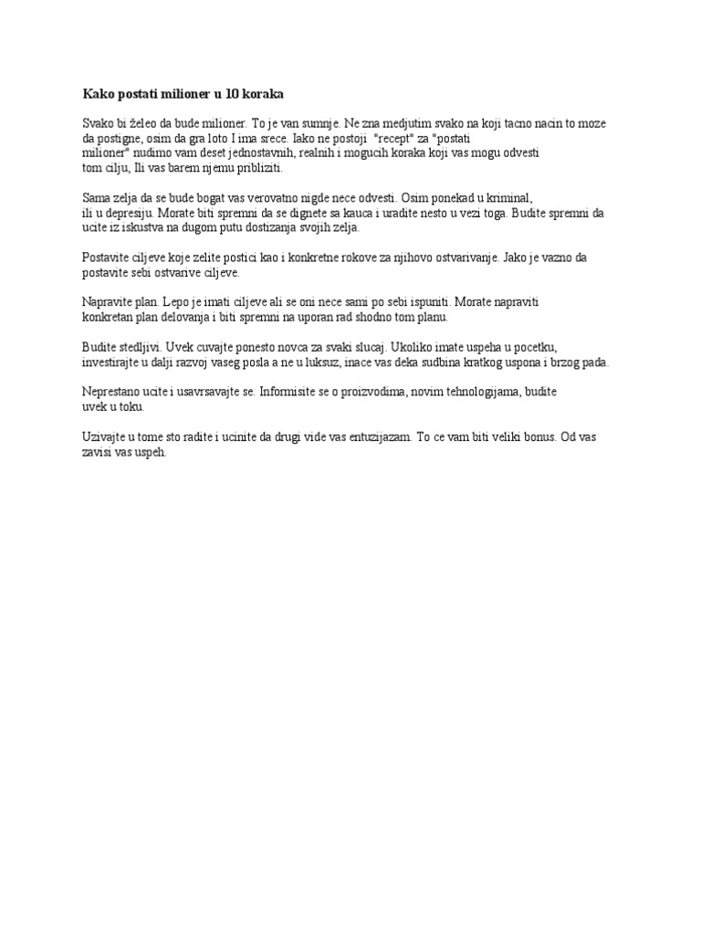 Kako Postati Milioner | PDF