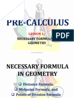 Pre Calculus - Necessary Formula in Geometry