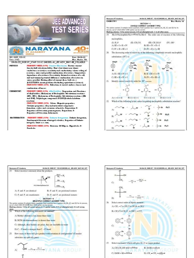 JEE Advanced 2022 Weekly Syllabus | PDF | Chemistry | Physical Sciences