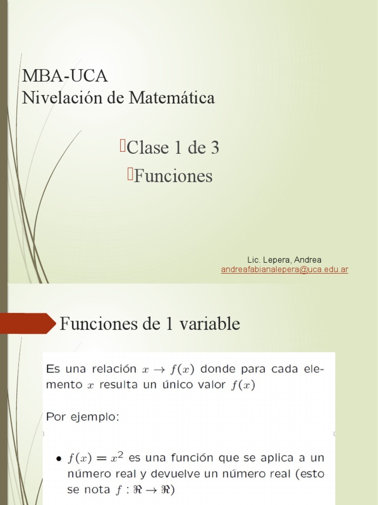 ALUMNOS Clase 1 de 3 Nivelac Matem MBA UCA | PDF