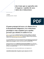 Claves de La Ley Trans Que Se Aprueba Este Jueves en El Congreso