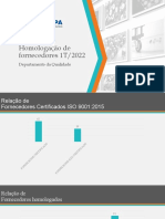 Relatório de Qualificação de Fornecedores 1T - 2022