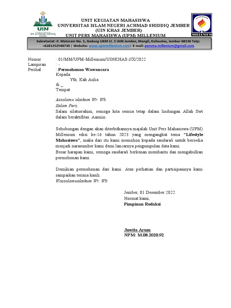 Surat Izin Wawancara - vrogue.co