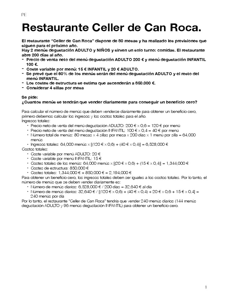 Precio Menú Celler de Can Roca | PDF