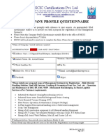 BSCIC Certifications Pvt. Ltd. Company Profile Questionnaire