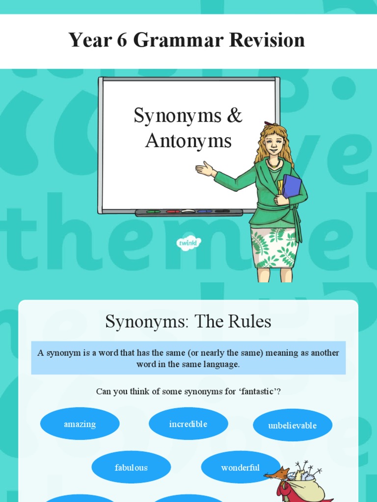 Synonyms And Antonyms 6 Worksheet