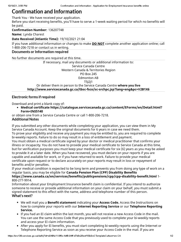 Employment Insurance Benefits