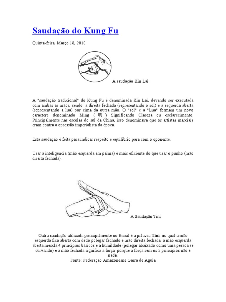 Saudação Kin Lai no Kung Fu | PDF | Religião e Espiritualidade