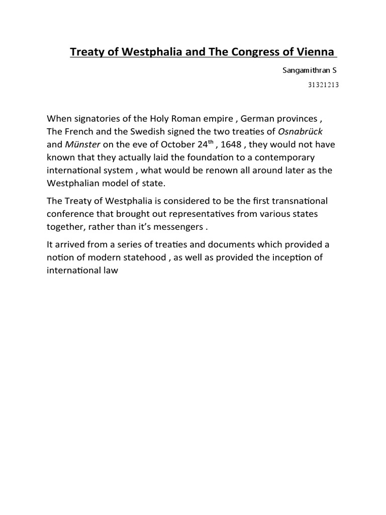 Treaty of Westphalia and Congress of Vienna PDF