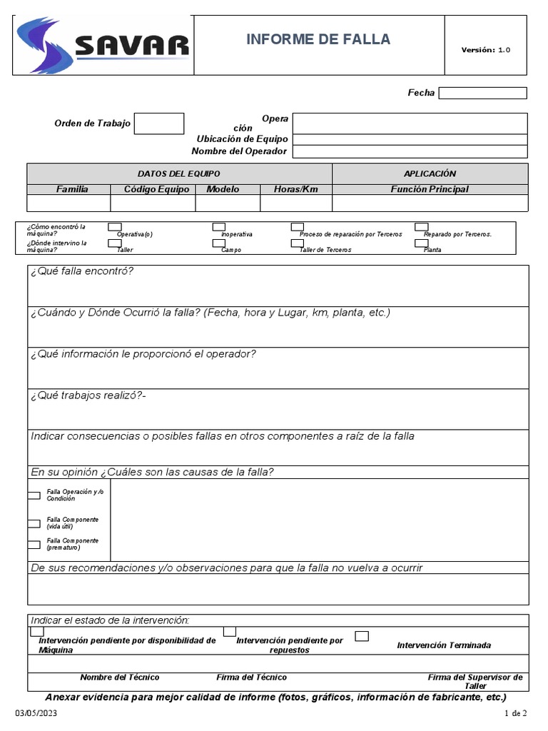 F 0006 Informe De Fallas Oficial Pdf Informática Ciencias De La