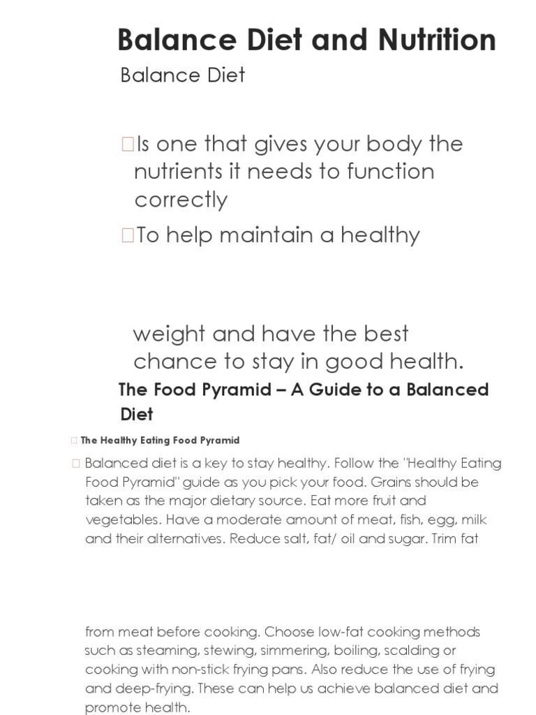 Importance of a Balanced Diet | PDF | Healthy Diet | Diet (Nutrition)