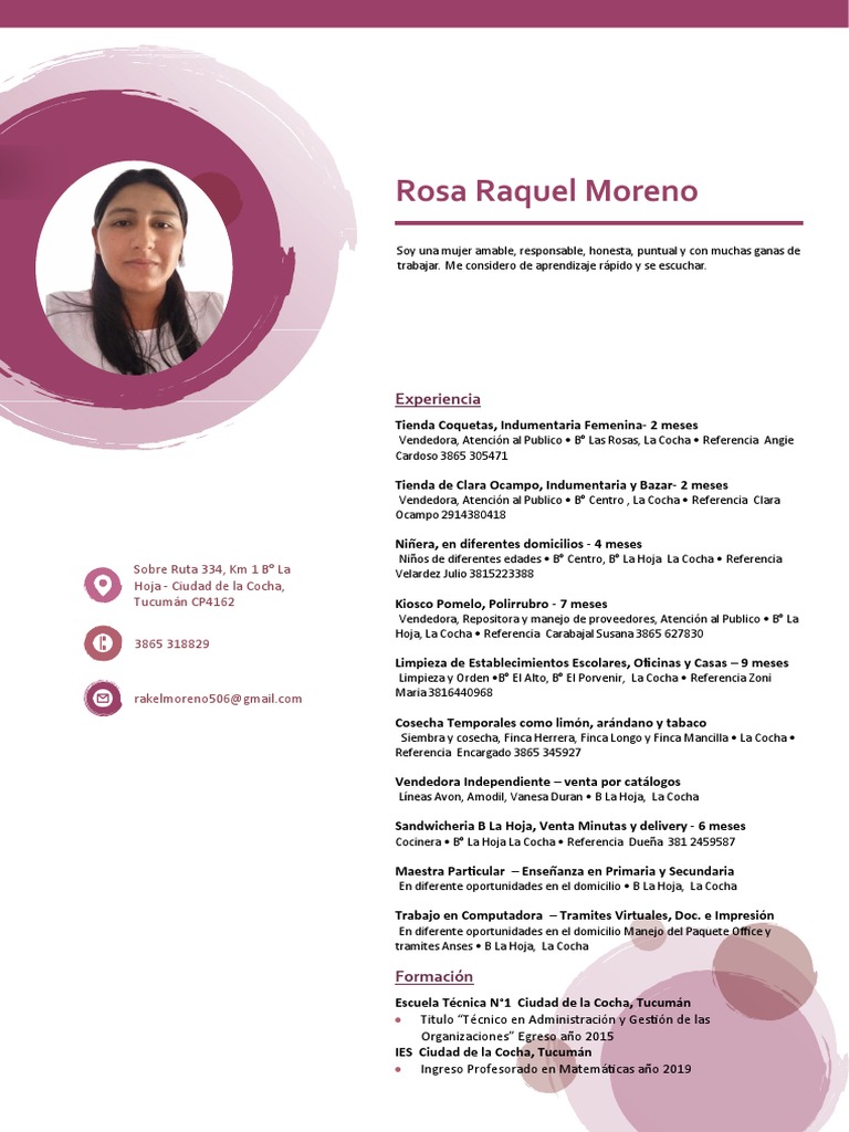 Rosa Raquel Moreno CV | PDF