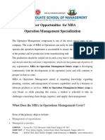 Career Opportunities For MBA Operation ManagementSpecialization