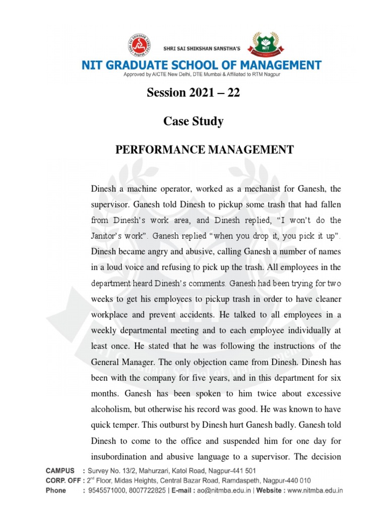 Case Study 11 - PERFORMANCE MANAGEMENT | PDF | Career & Growth | Art