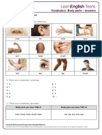 Body parts vocabulary exercises and answers