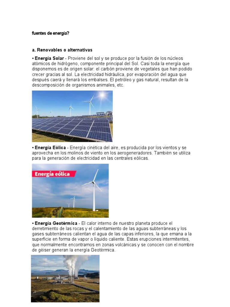Tipos y fuentes de energía alternativas | PDF | Energía renovable | Agua