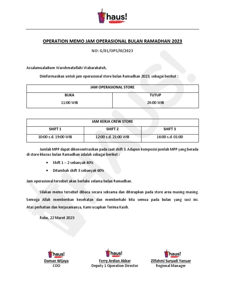 Memo Operational Jam Operasional Bulan Ramadhan1 PDF