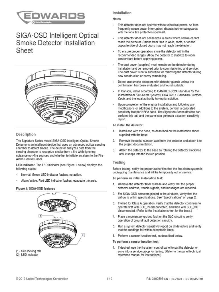 Ficha-EN R001 SIGA-OSD Intelligent Photoelectric Smoke Detector ...