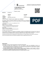 Hoja de Resultado: Pago Por El Trámite de Cambio de Carrera