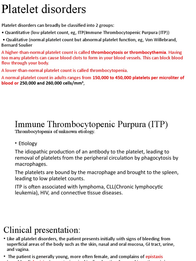 Platelet disorders.pptx | PDF | Platelet | Hematology