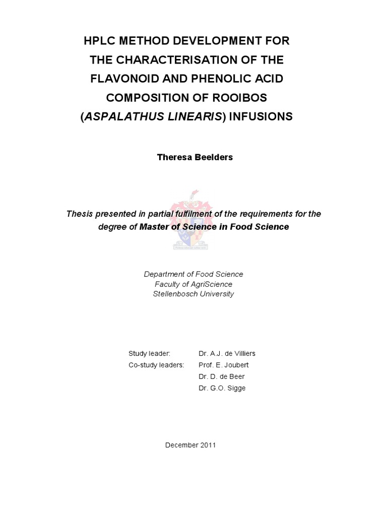 hplc method development for the characterisation of the flavonoid and phenolic acid composition