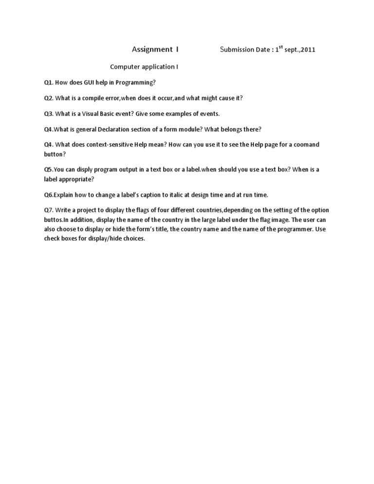 Computer Application Assignment Guide | PDF