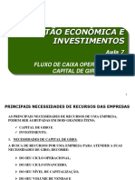 Gestão Econômica: Fluxo de Caixa e Capital de Giro