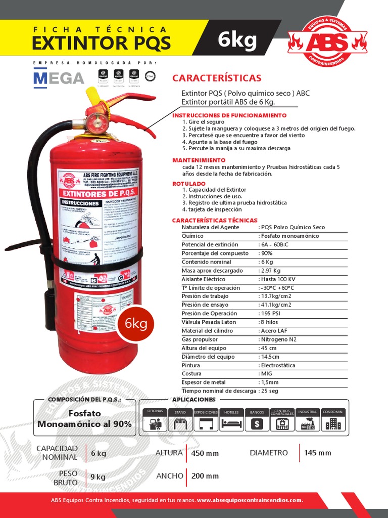 EXTINTOR 6KG FICHA TECNICA - Compressed PDF | PDF