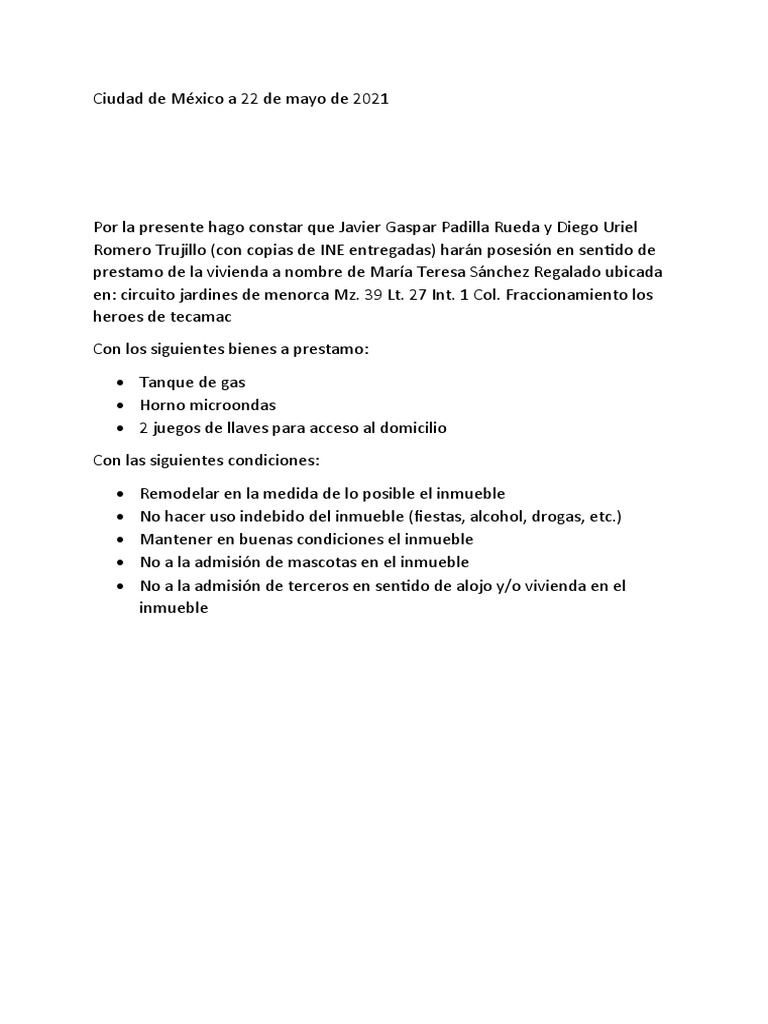 Carta de Arrendamiento PDF