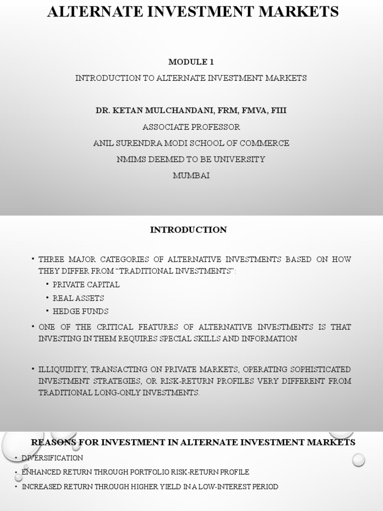 Introduction to Alternative Investments | PDF | Finance & Money Management