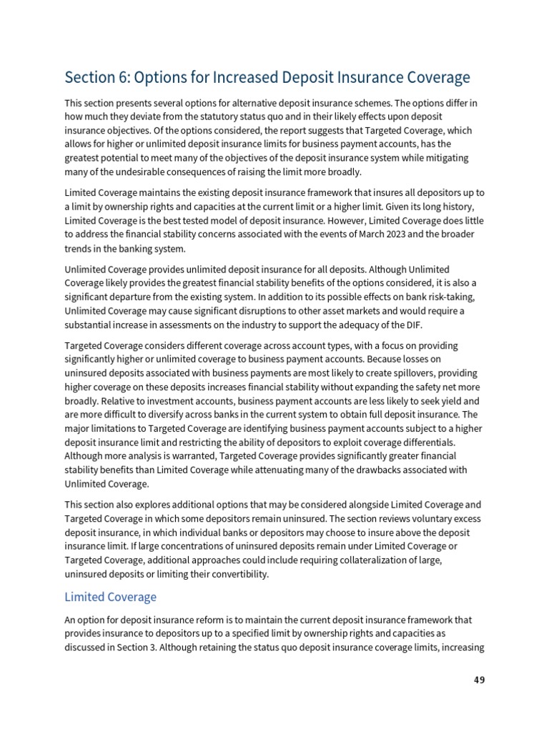 FDIC Reform Options | Download Free PDF | Deposit Insurance | Banks
