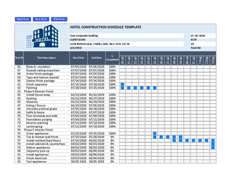 Hotel Construction Schedule Template | PDF