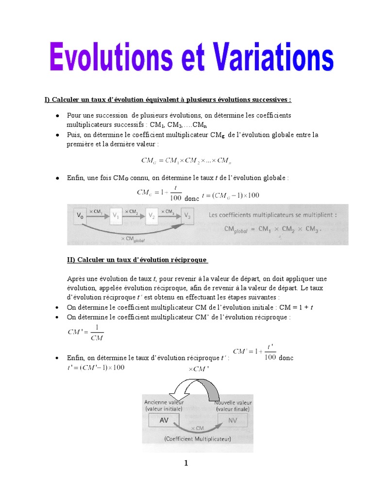 Calcul du taux d'évolution et réciproque | PDF