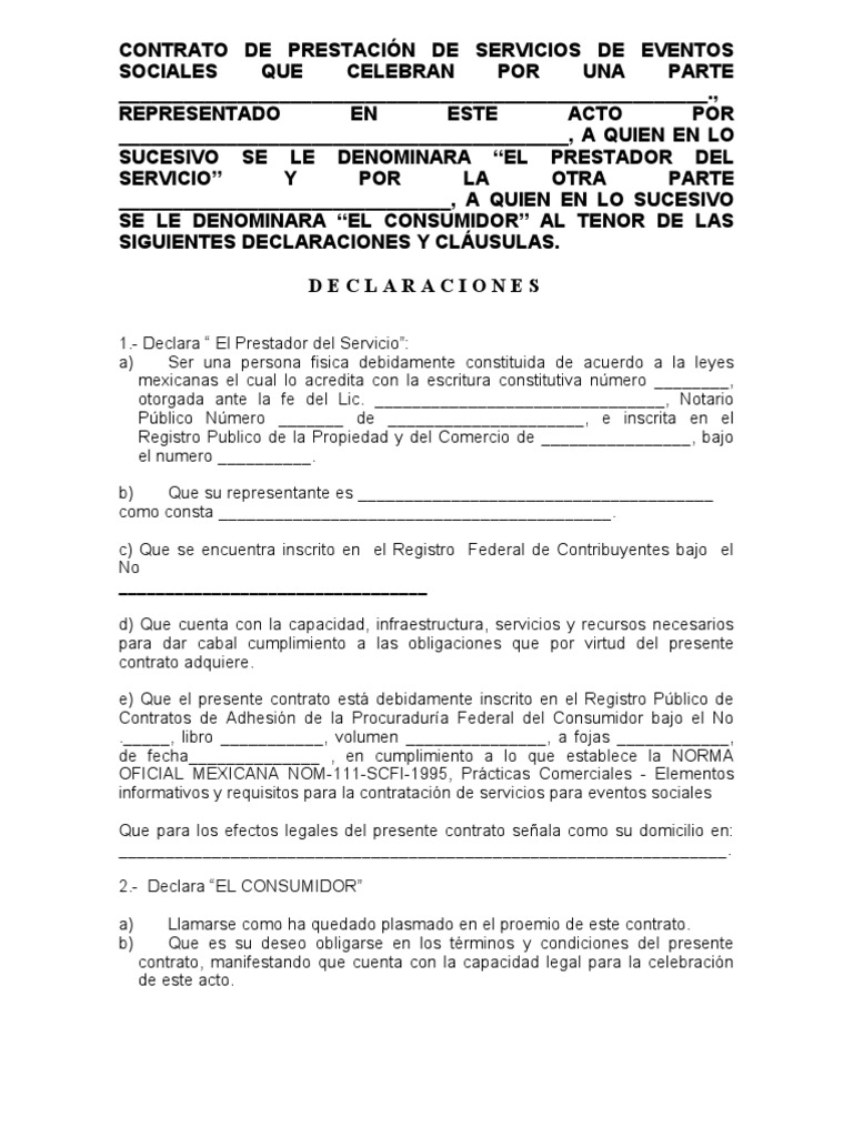 contrato eventos sociales