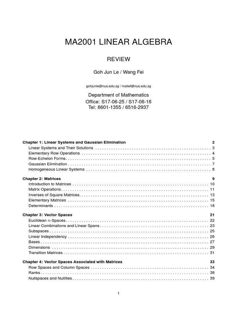Linear Algebra Review Guide | PDF