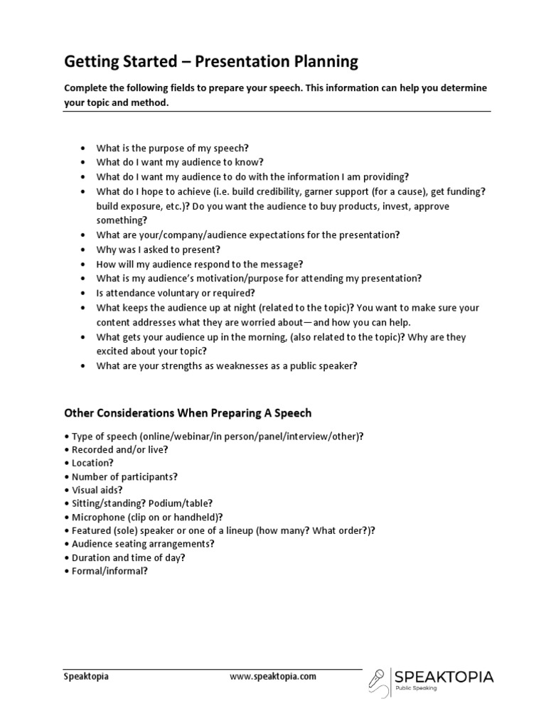 Getting+Started Presentation+Planning | PDF