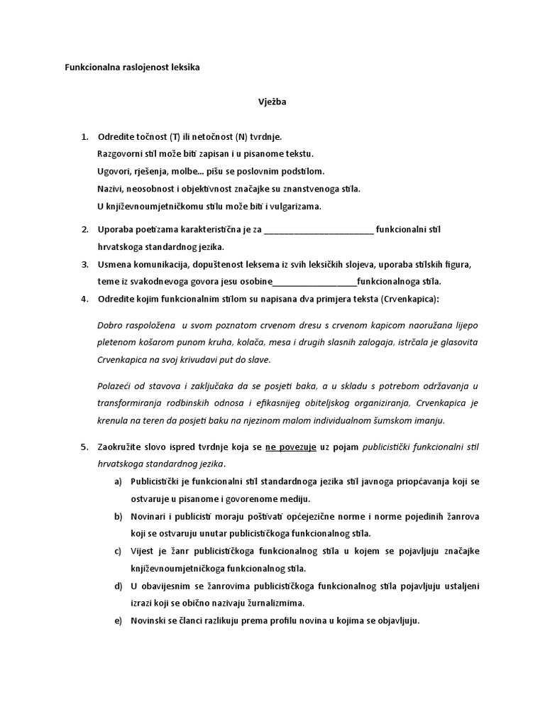 Funkcionalna Raslojenost Leksika | PDF