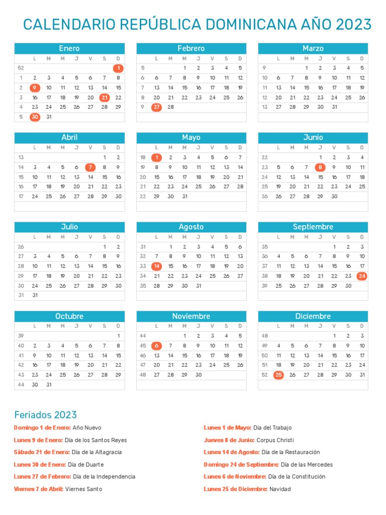 Calendario Republica Dominicana 2023 PDF PDF
