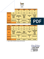 Cardápio semanal com refeições e lanches para escola