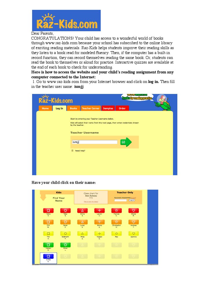 Access Raz-Kids for Your Child's Reading | PDF