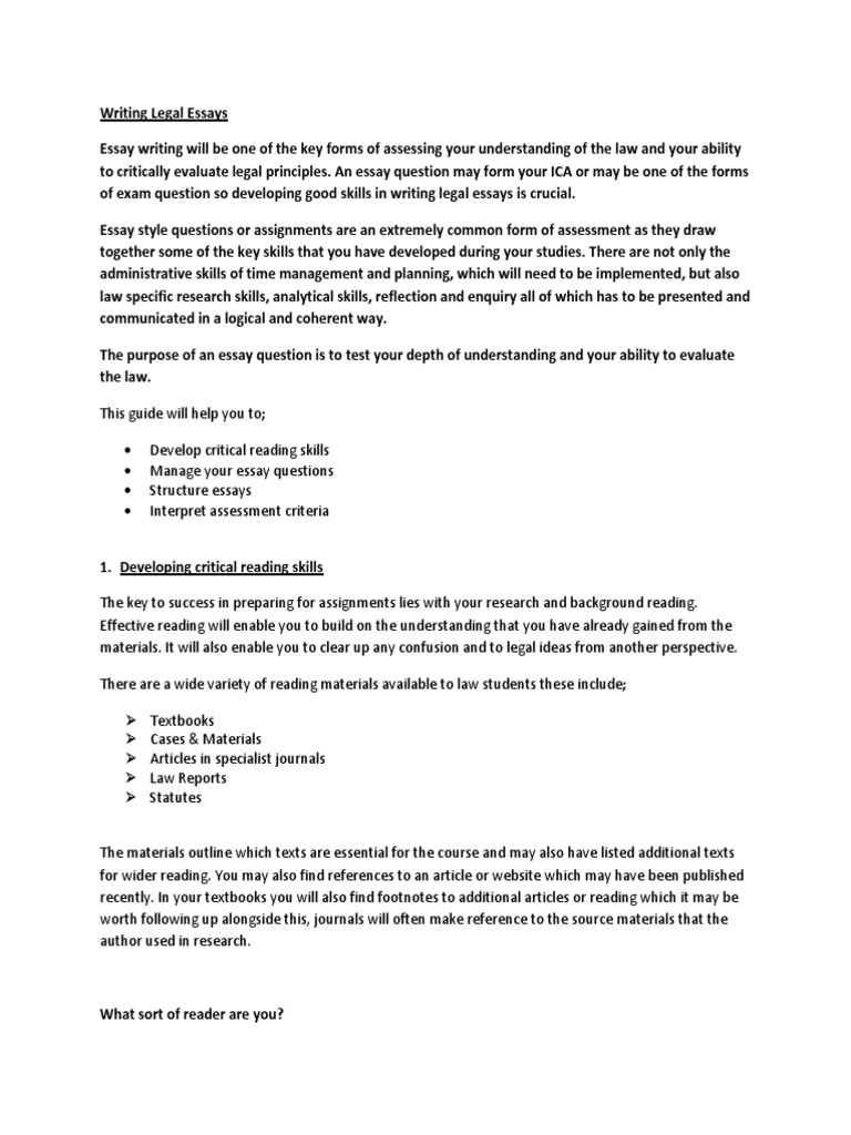 Guide to Writing Legal Essays | PDF