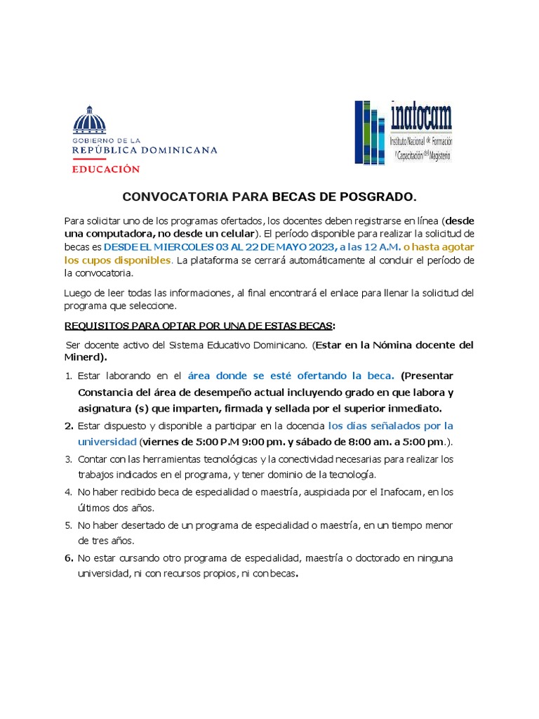 Becas de Posgrado para Docentes | PDF