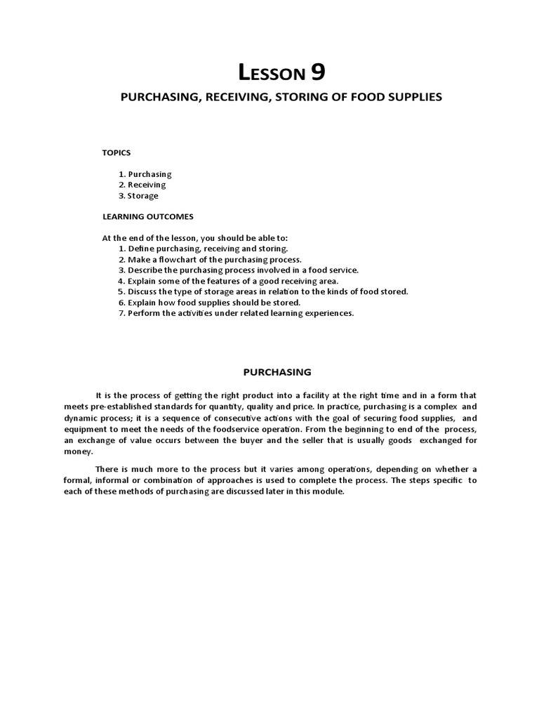 Lesson 9 | PDF | Inventory | Procurement
