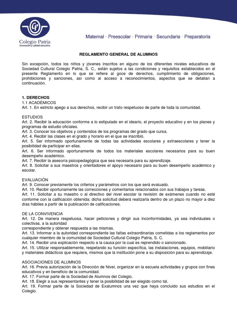 Reglamento de General Alumnos PDF | PDF